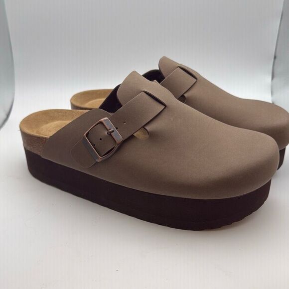 CUSHIONAIRE Women's Loom Cork Footbed Platform Clog SIZE 8 BROWN PREOWNED MARKS - Picture 1 of 8
